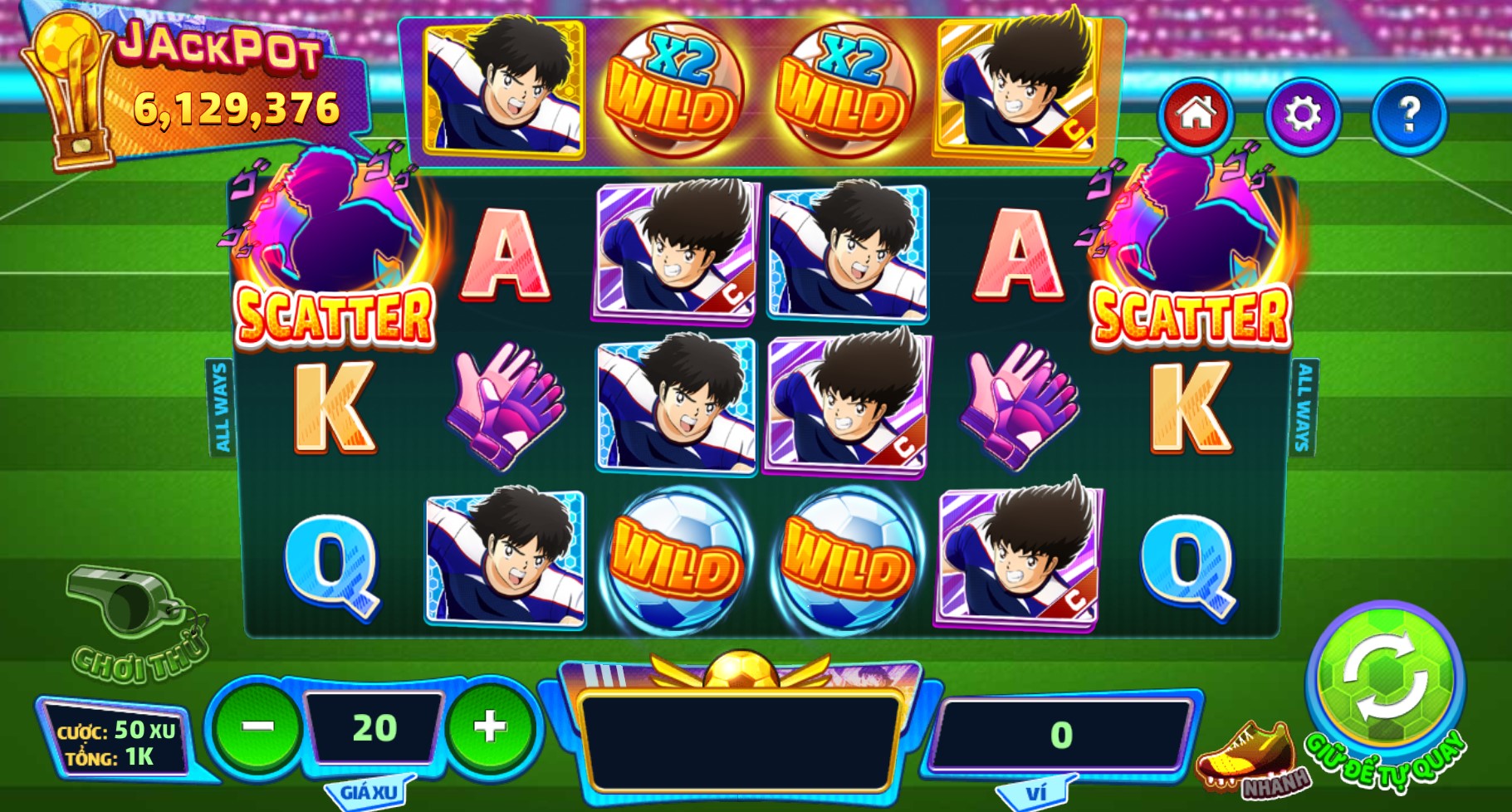 Giao diện đẹp mắt của game nổ hũ Siêu sao World Cup