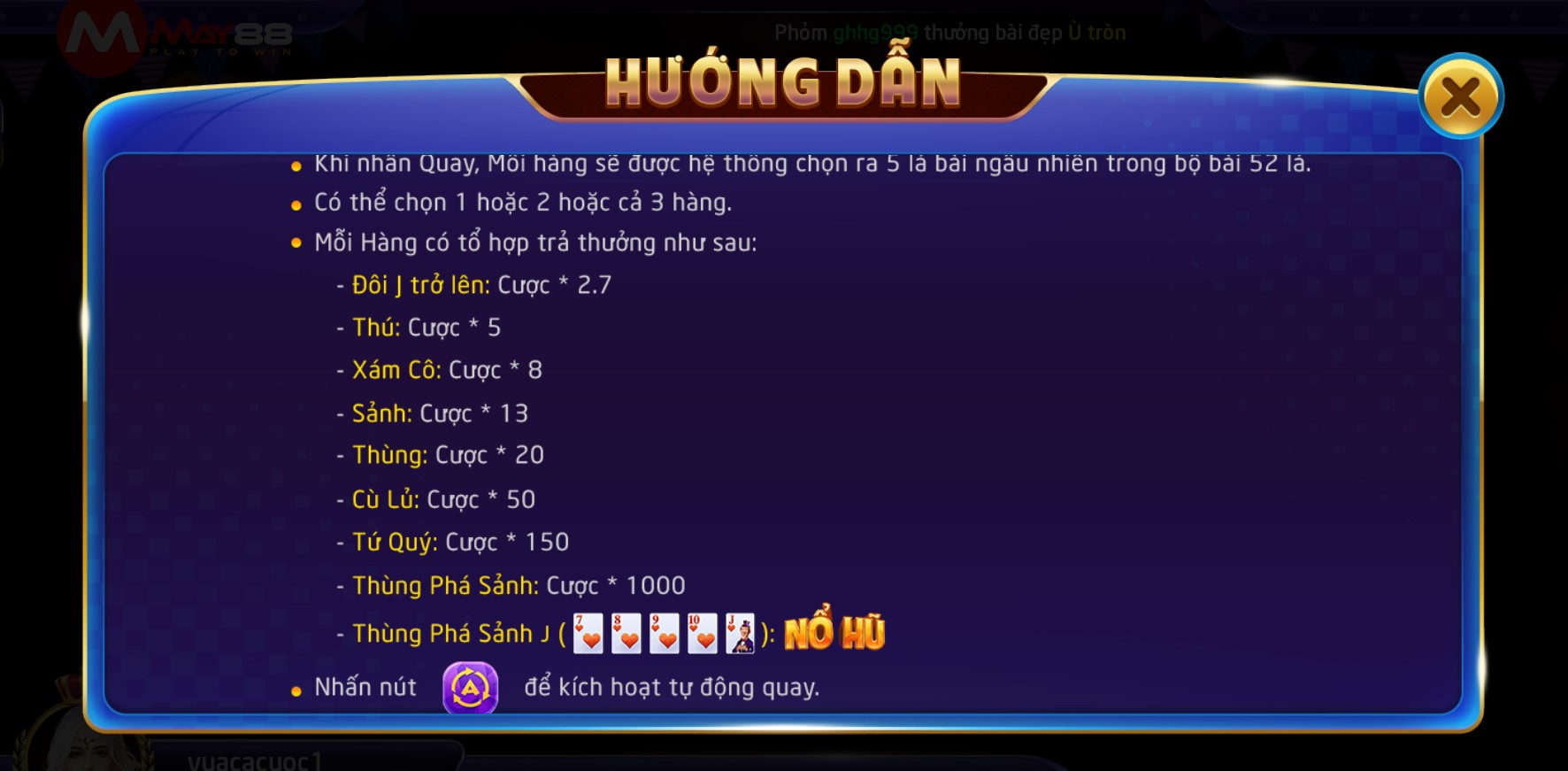 Mẹo quay Mini Poker của May88 club