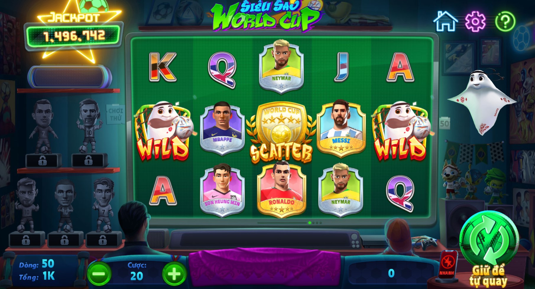 Giao diện game nổ hũ Siêu sao World Cup siêu đẹp