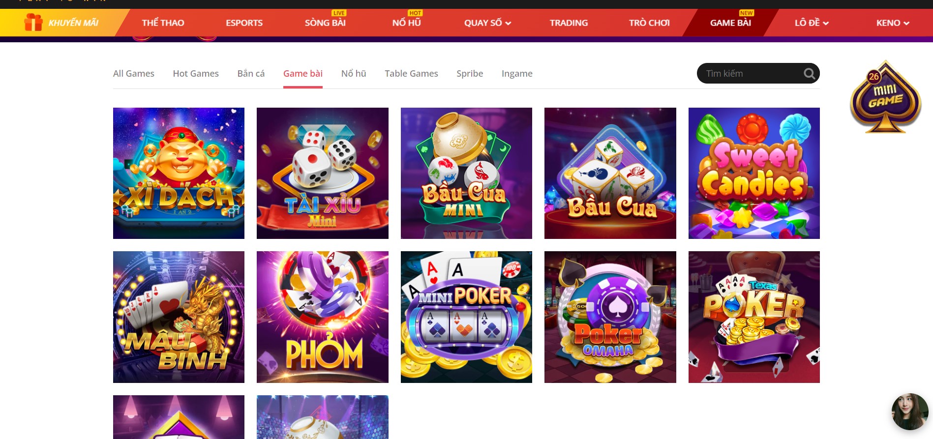 Hệ thốn game bài khủng trên May88