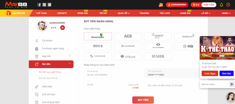 Các thao tác cần thực hiện khi rút tiền qua ngân hàng